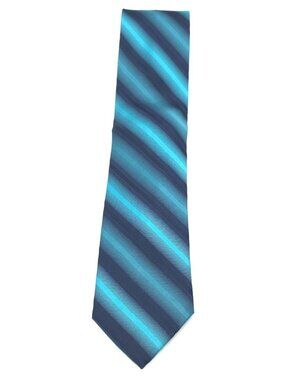 Van Heusen Studio Men's Silk Tie Blue & Teal Striped Pattern